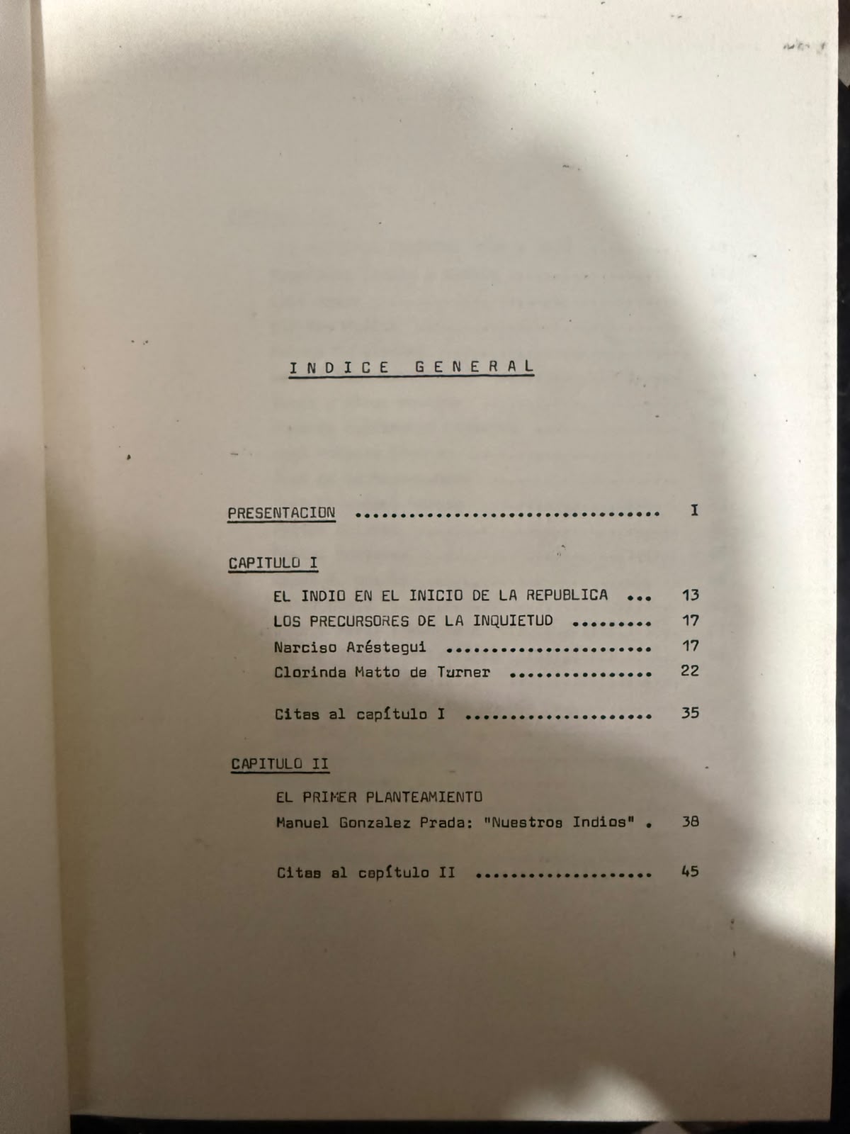 EL CONCEPTO DE INDIO EN LOS ESTUDIOS SOCIALES PERUANOS - INDICE