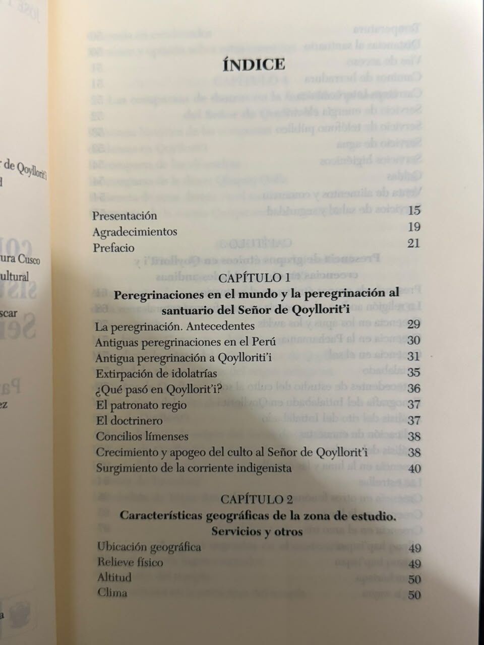 CAMBIOS Y CONTINUIDADES EN EL SISTEMA RELIGIOSO DEL SEÑOR DE QOYLLORIT'I - INDICE