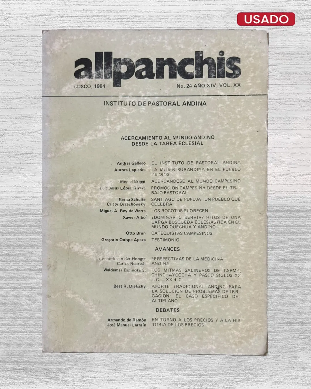 ALLPANCHIS Nº24, AÑO XIV, VOL XX, 1984