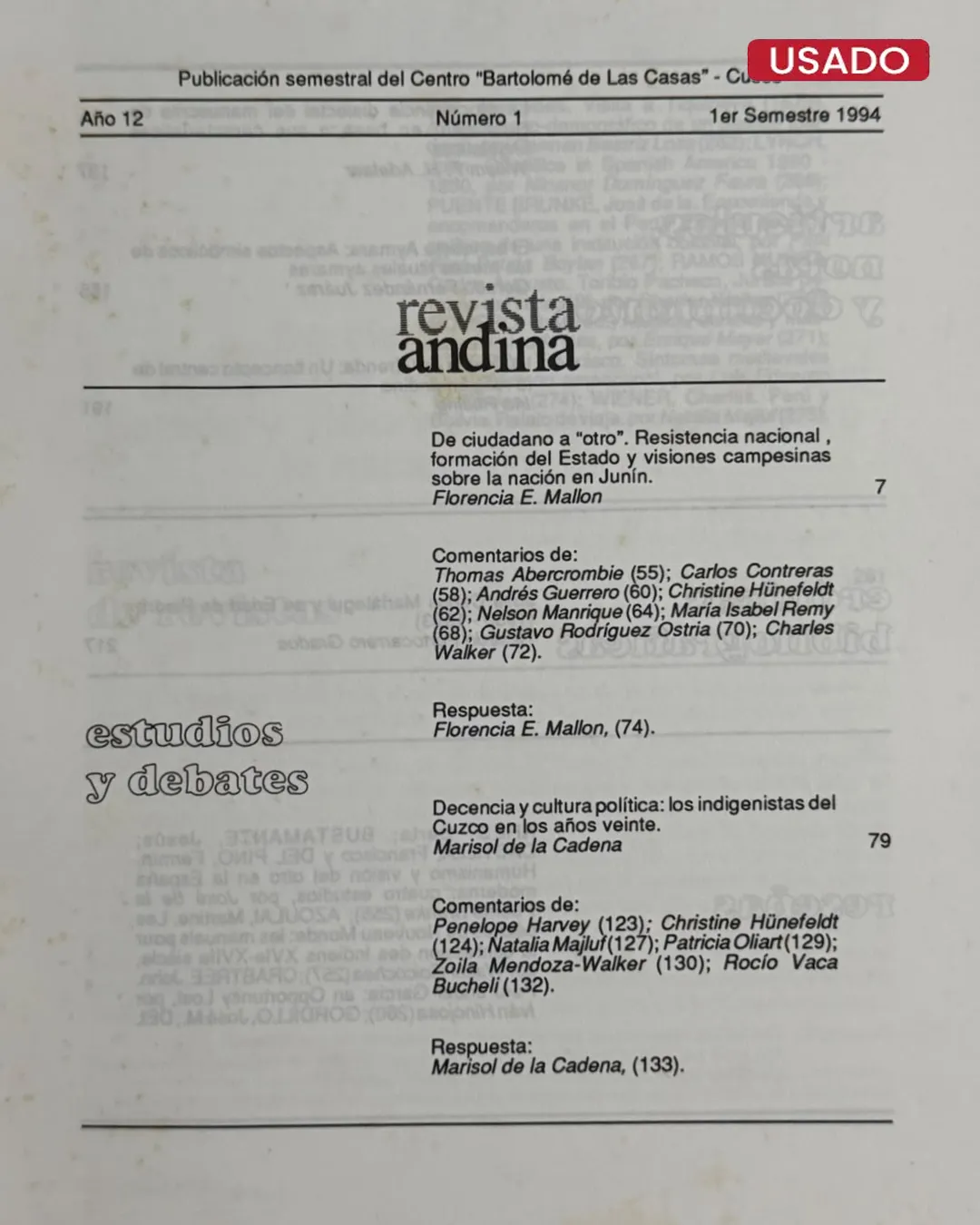 REVISTA ANDINA, AÑO 12, Nº 1, JULIO 1994 - Imagen 2