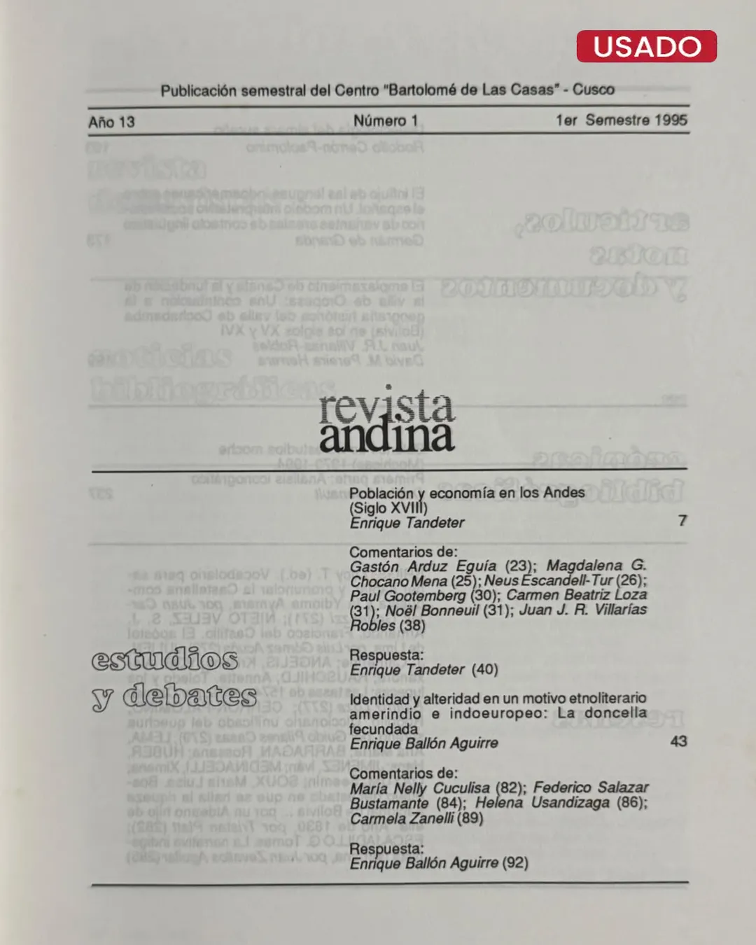 REVISTA ANDINA, AÑO 13, Nº 1, JULIO 1995 - Imagen 2