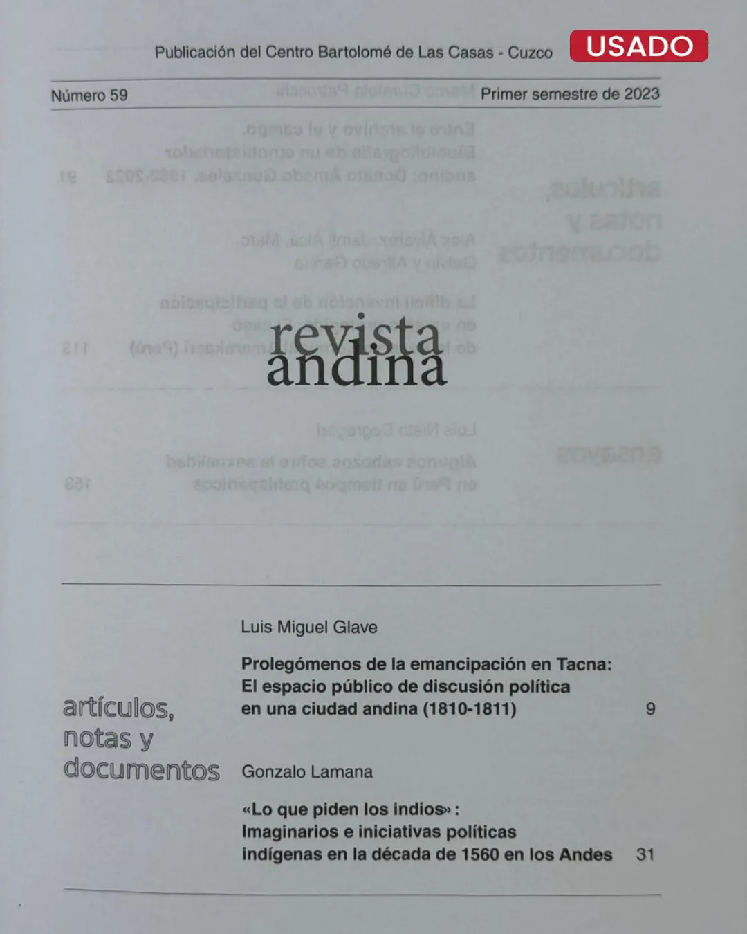 REVISTA ANDINA Nº 59 (PRIMER SEMESTRE DE 2023) - Imagen 2