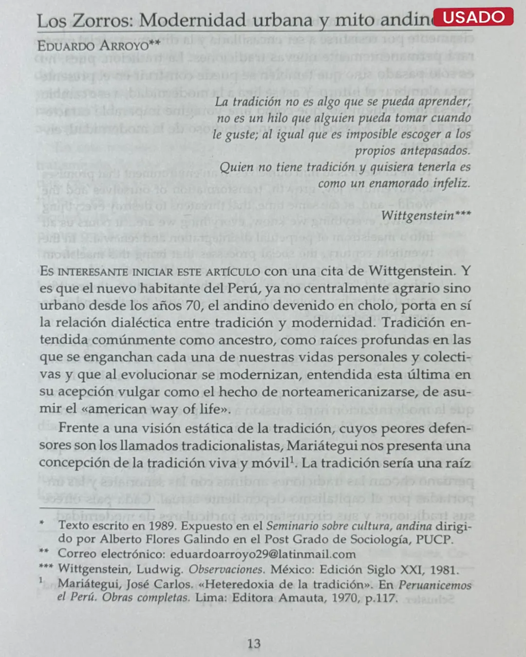 ZORROS AL FIN DEL MILENIO; ACTAS Y ENSAYOS DEL SEMINARIOS SOBRE LA ULTIMA NOVELA DE JOSE MARIA ARGUEDAS - Imagen 3