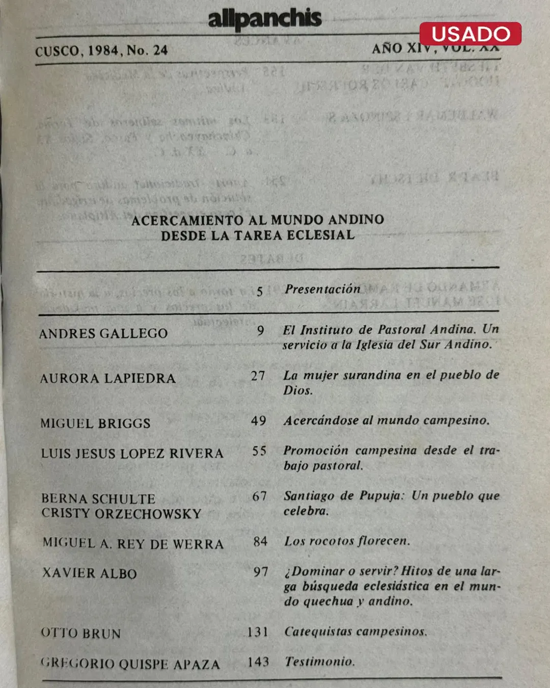 ALLPANCHIS Nº24, AÑO XIV, VOL XX, 1984 - Imagen 2