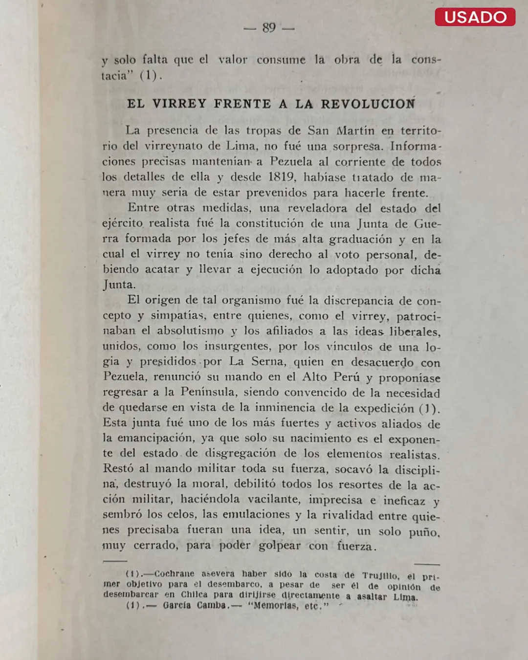 EPOPEYA DE LA LIBERTAD, 1820 – 1824; REMINISCENCIAS HISTORICAS DE LA INDEPENDENCIA DEL PERU (TOMO I) - Imagen 4