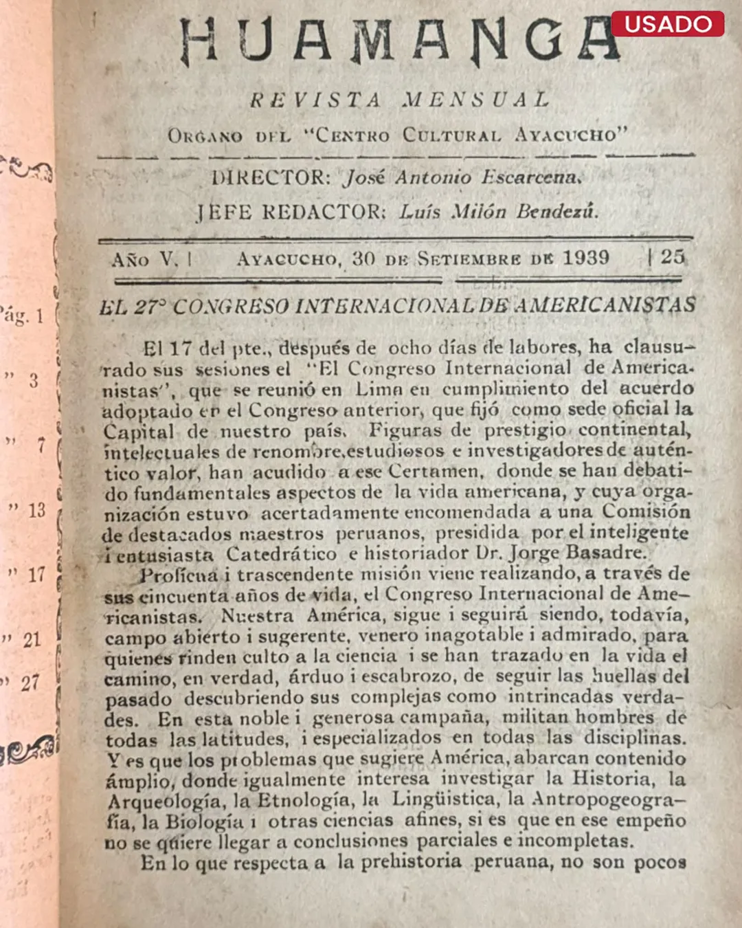 HUAMANGA Nº25 – REVISTA MENSUAL, ORGANO DEL “CENTRO CULTURAL AYACUCHO" - Imagen 2
