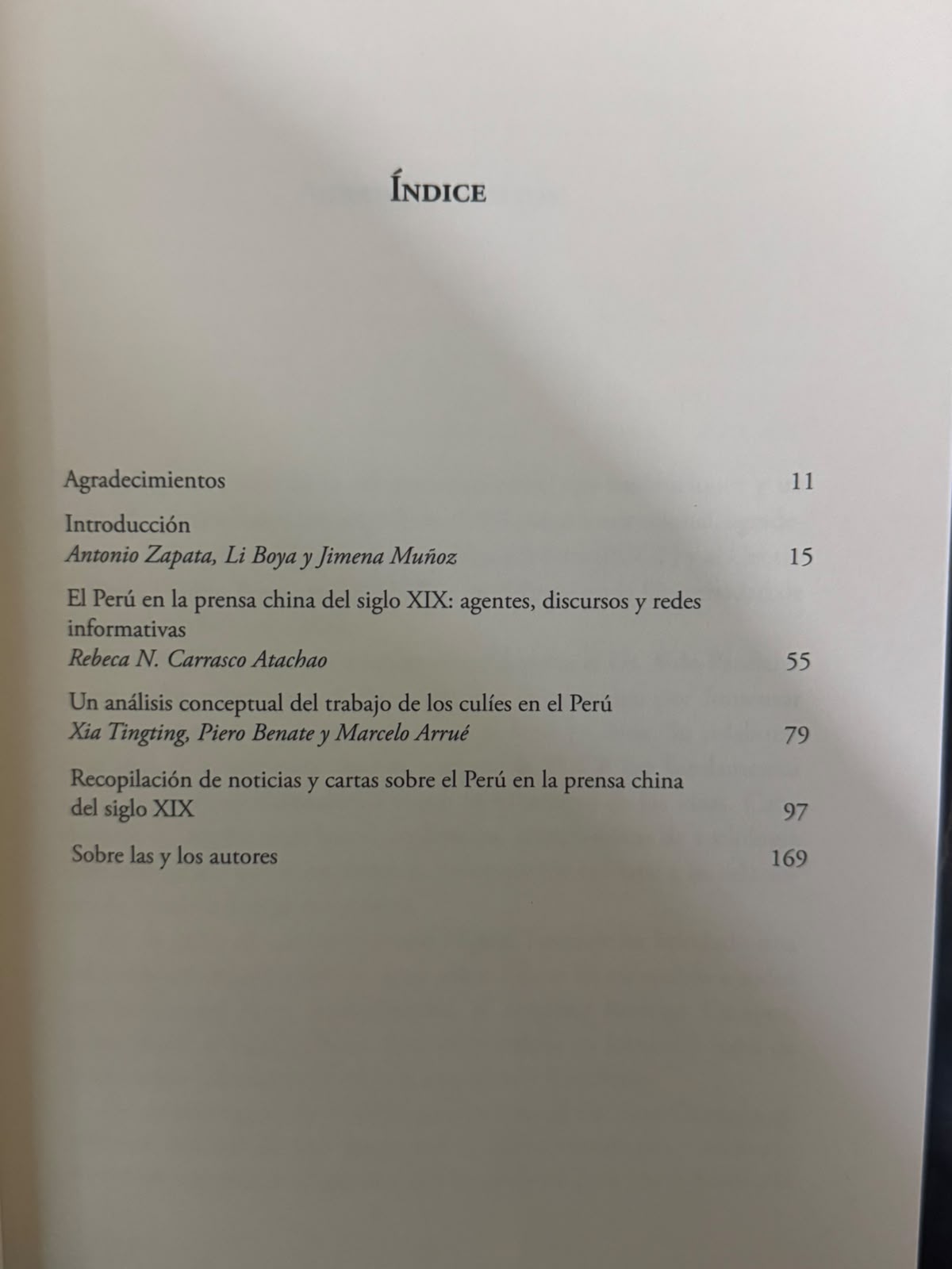 EL PERÚ EN LA PRENSA CHINA DEL SIGLO XIX - INDICE