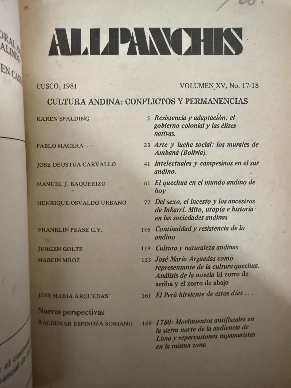 ALLPANCHIS N°17/18 - INDICE