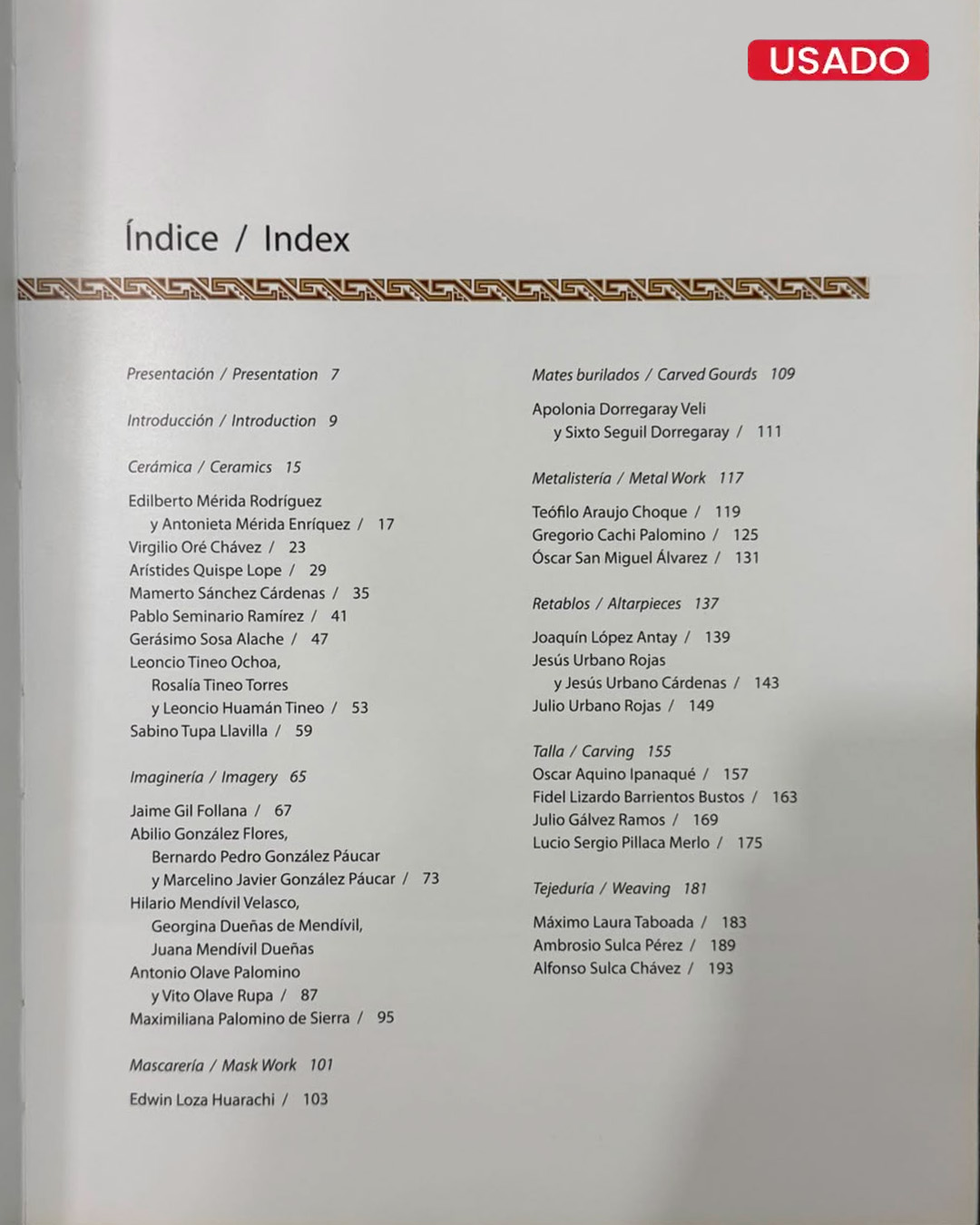 ARTISTAS POPULARES DE LA NACIÓN - INDICE