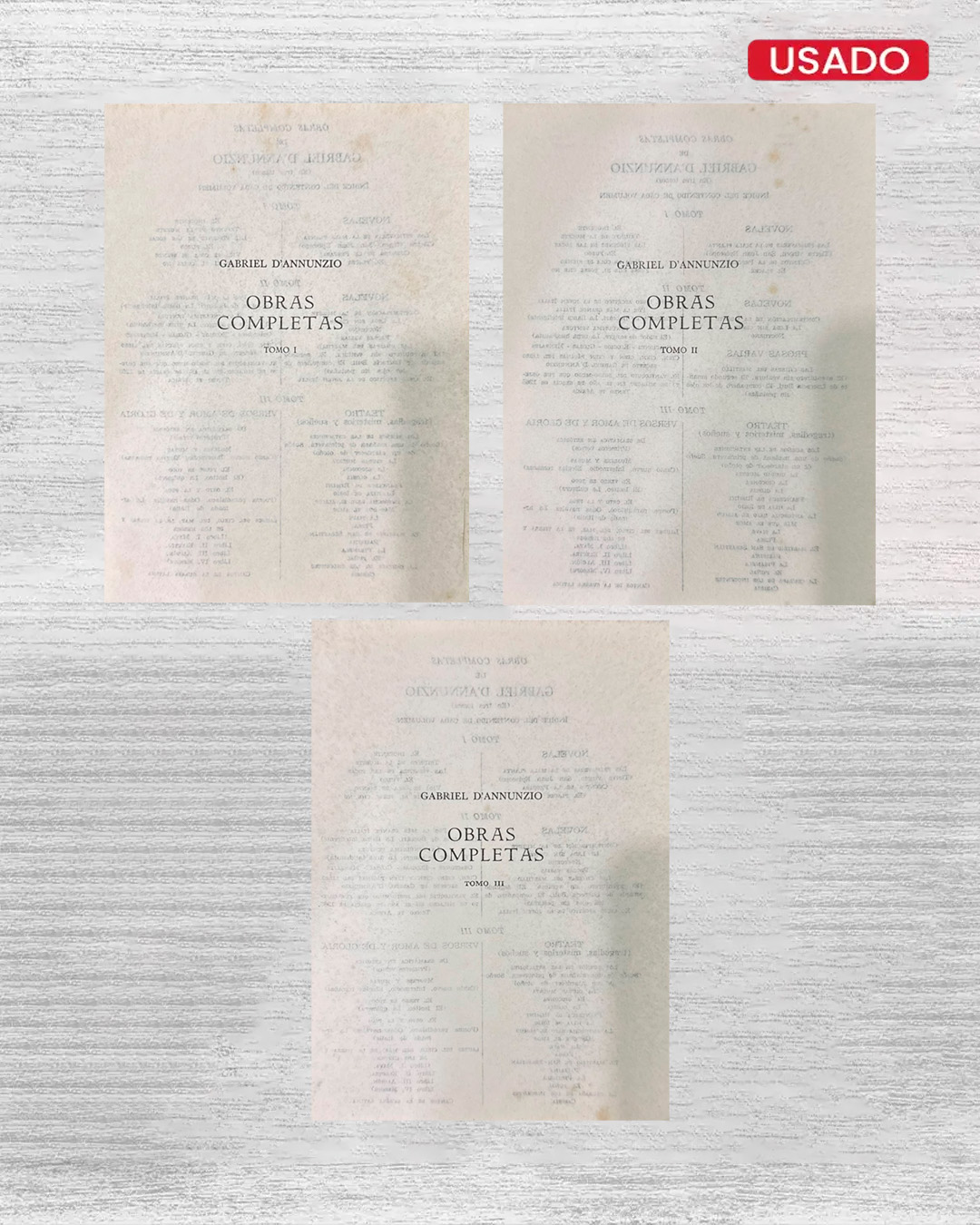 OBRAS COMPLETAS GABRIEL D'ANNUNZIO (AGUILAR) - 3 TOMOS - PORTADA