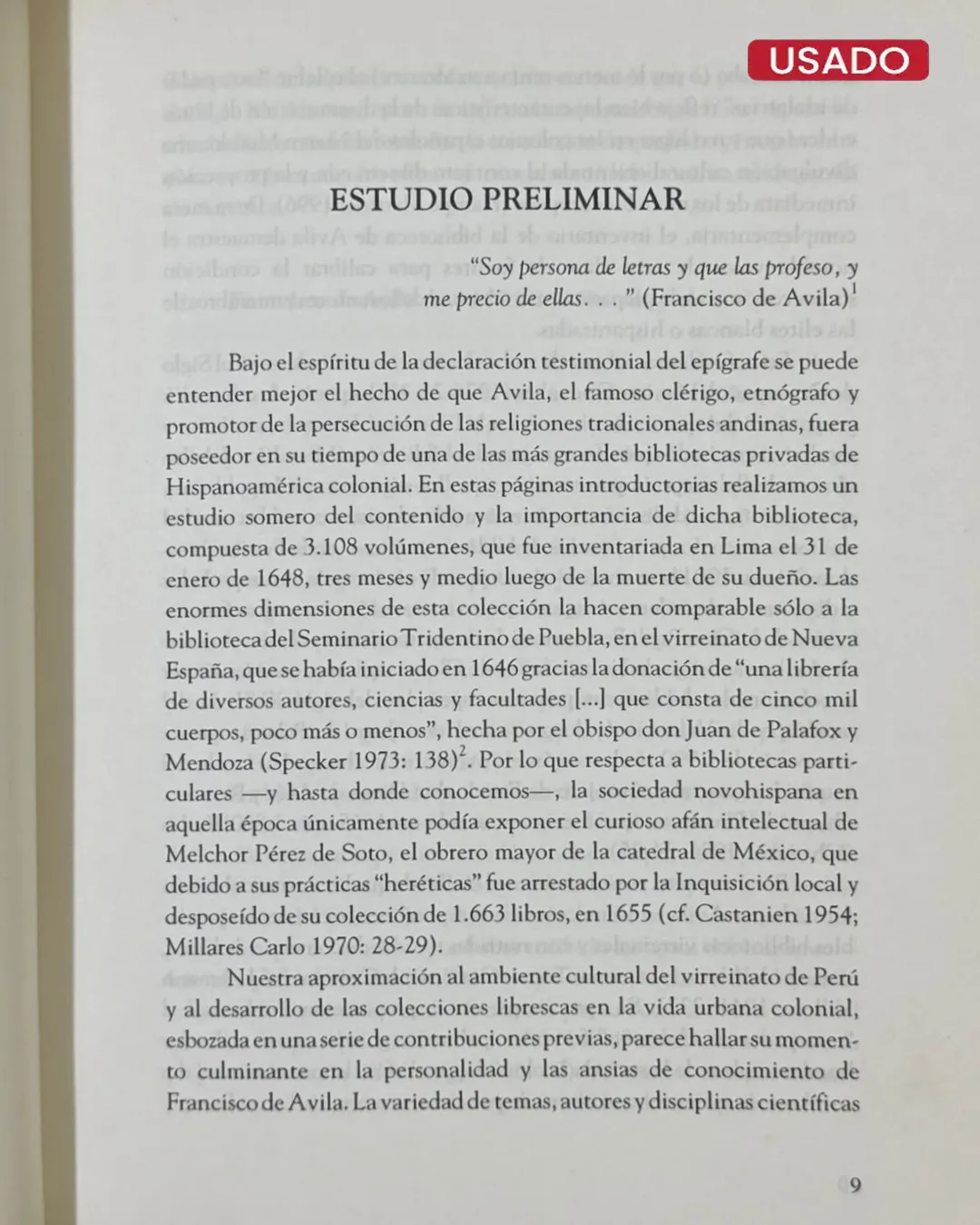 CULTURA BARROCA Y EXTIRPACION DE IDOLATRIAS; LA BIBLIOTECA DE FRANCISCO DE AVILA – 1648 - Imagen 3