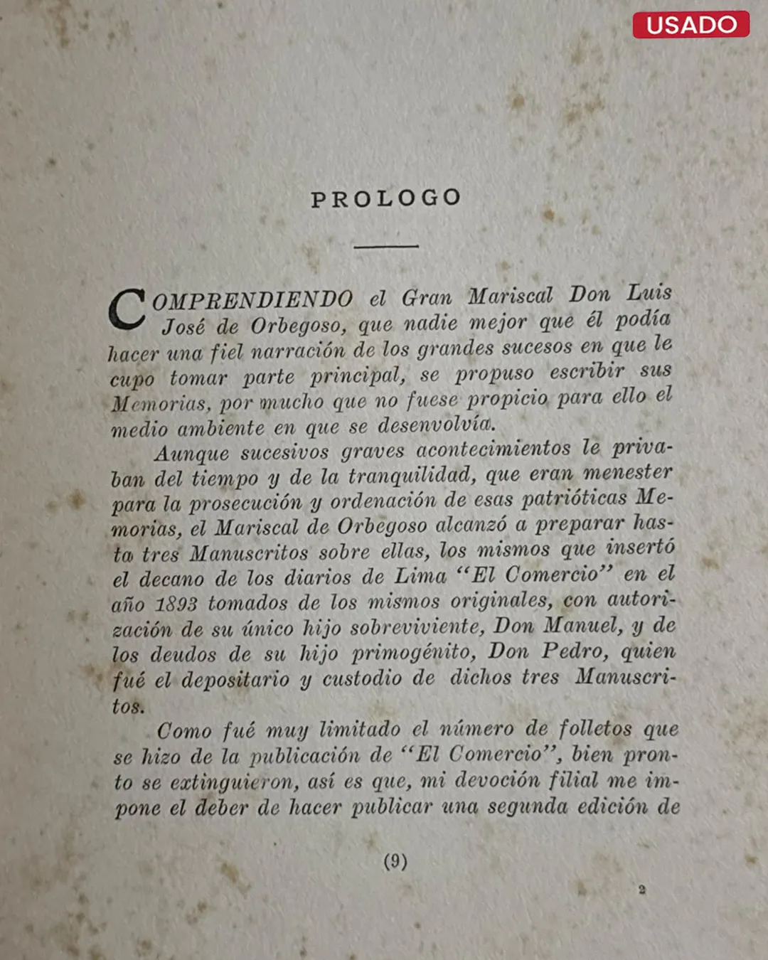 MEMORIAS DEL GRAN MARISCAL DE DON LUIS JOSE DE ORBEGOSO - Imagen 3