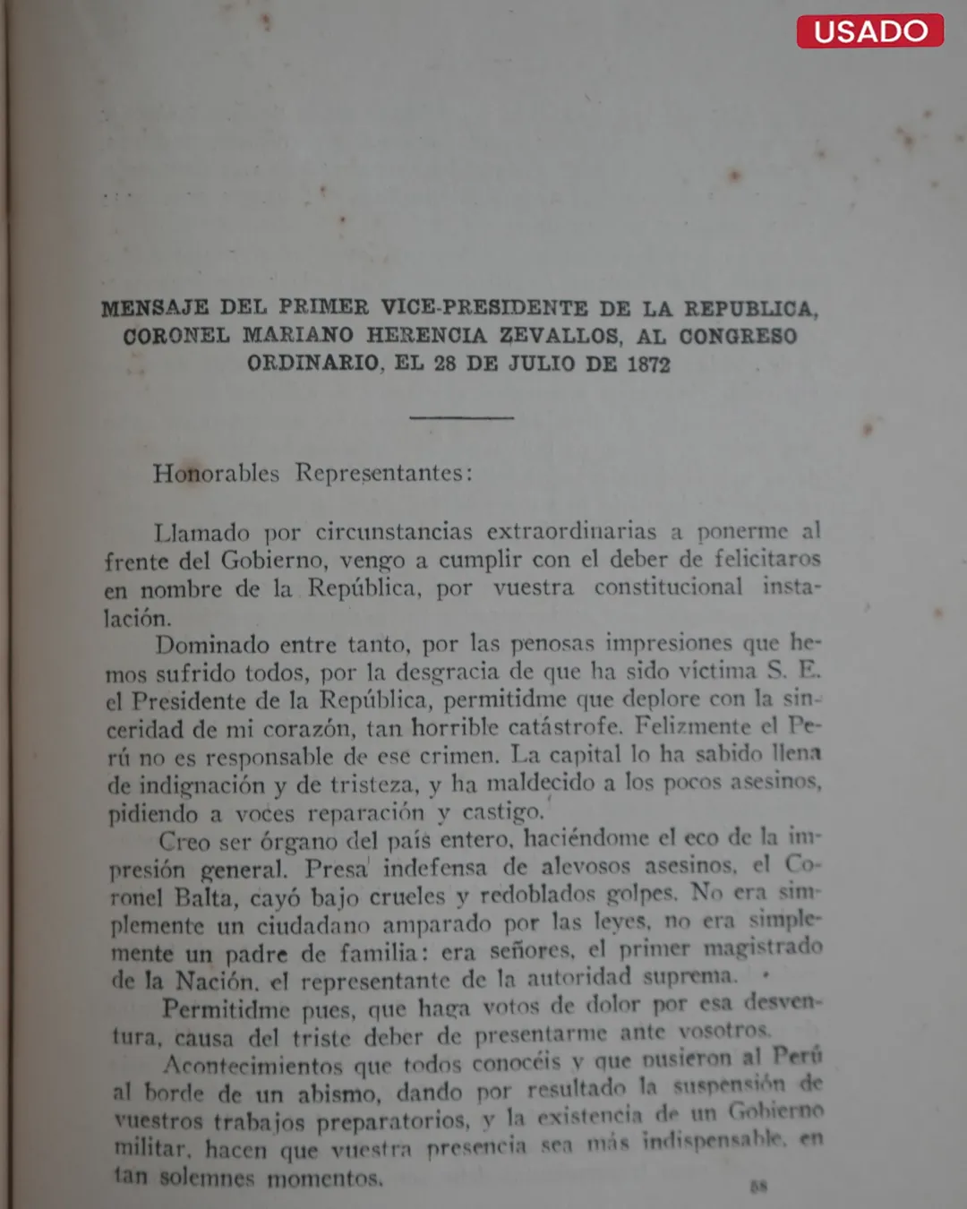 MENSAJES DE LOS PRESIDENTES DEL PERÚ; RECOPILACIÓN Y NOTAS (VOLUMEN I Y II) - Imagen 3